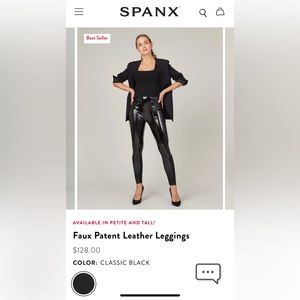 Spanx Faux Patent Leather Leggings Medium Petite NWT